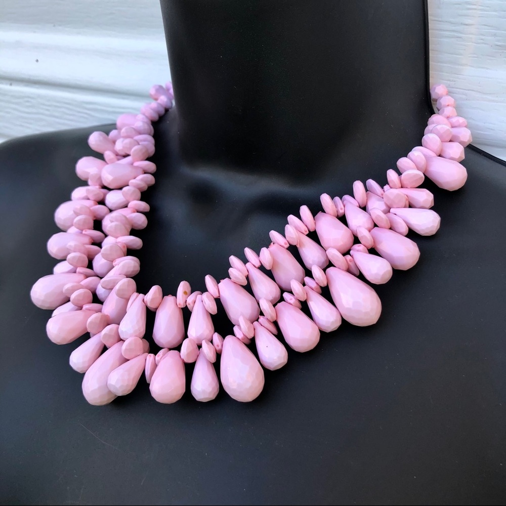 Light Pink Plastic Beaded Statement Necklace - image 7